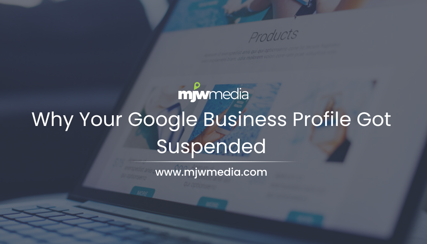 Long island business owner reviewing a suspended google business profile notice, mjw media local seo guide