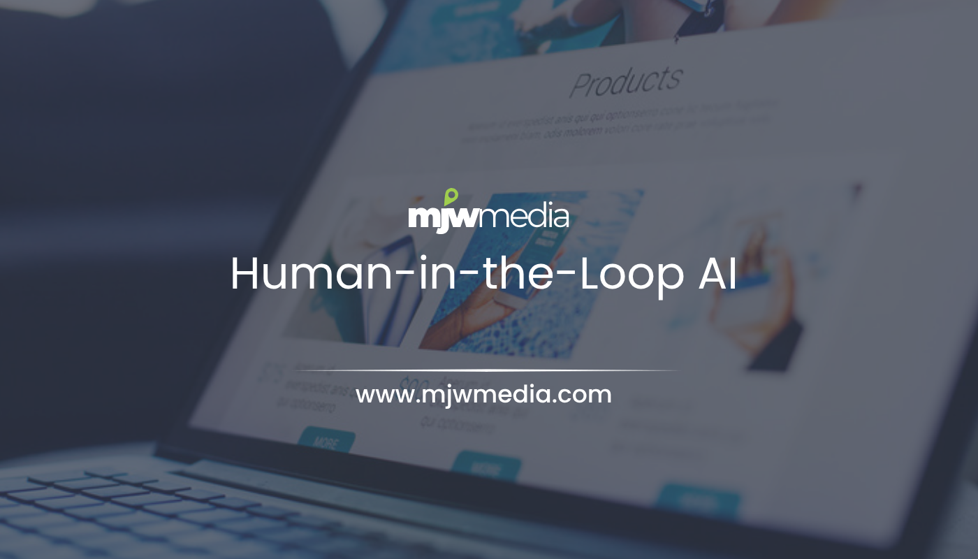 Web design & seo servicing long island businesses for 15+ years 57 Person reviewing and approving ai-generated work on a screen, illustrating human-in-the-loop ai workflows from mjw media